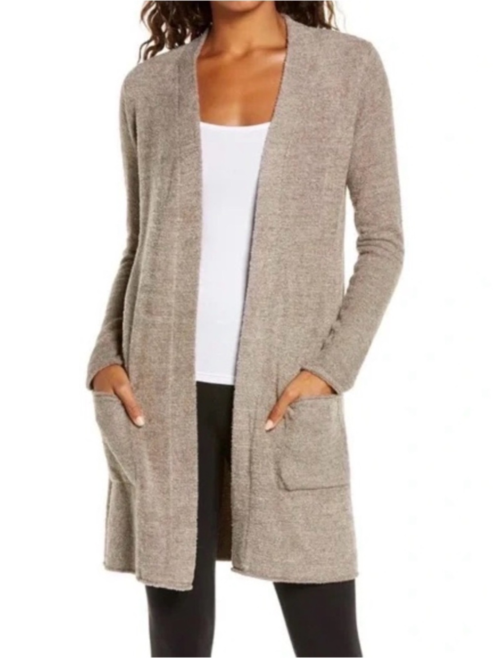 Barefoot Dreams • Cozychic Lite Bamboo Long Cardigan Bisque Heather